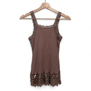 Y2K Ribbed Lace Trim Tank Top – Women’s Size M | Weaver Girl